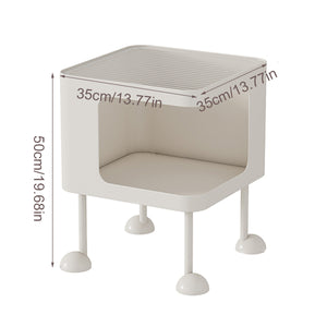 Cat Bedside Table Modern Nightstand with Cat House & Storage