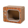 Retro TV Style Lounger with Cardboard Cat Scratcher Nest for Indoor Cats
