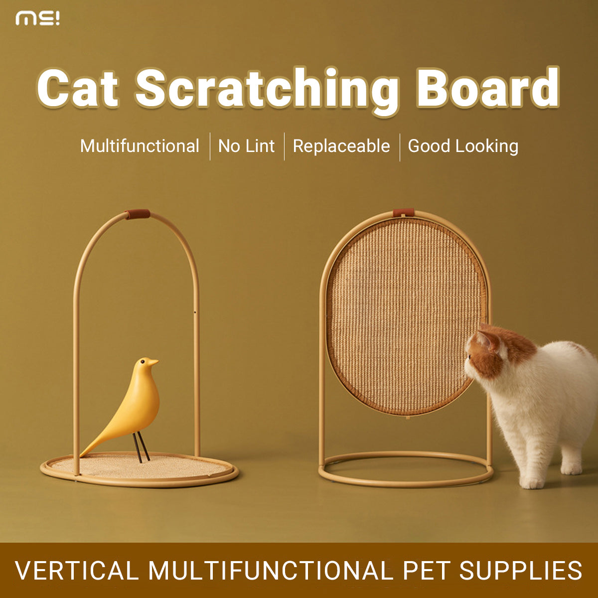 Multifunctional Cat Scratching Board with Replaceable Sisal Mat