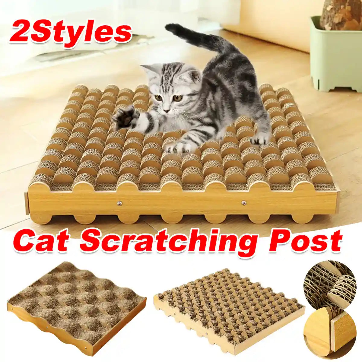 Cat Scratch Board Corrugated Paper Scratcher & Lounger With Massage Design