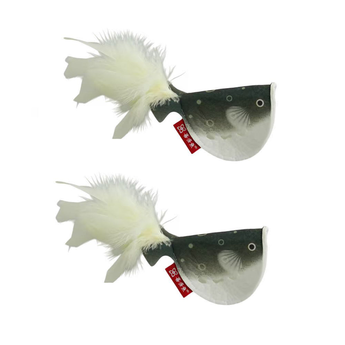 Catnip Pufferfish Toy with Bell & Feathers