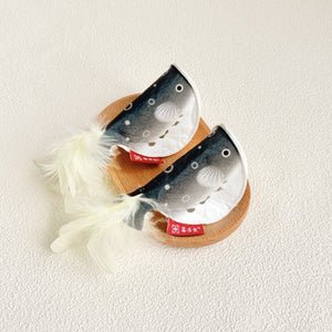Catnip Pufferfish Toy with Bell & Feathers