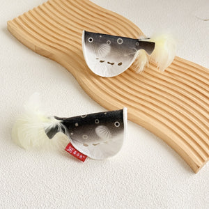 Catnip Pufferfish Toy with Bell & Feathers