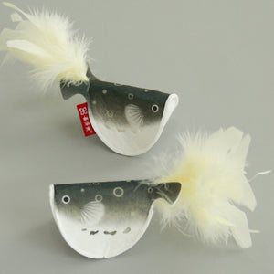 Catnip Pufferfish Toy with Bell & Feathers