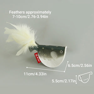Catnip Pufferfish Toy with Bell & Feathers