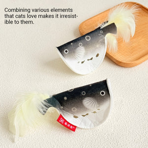 Catnip Pufferfish Toy with Bell & Feathers