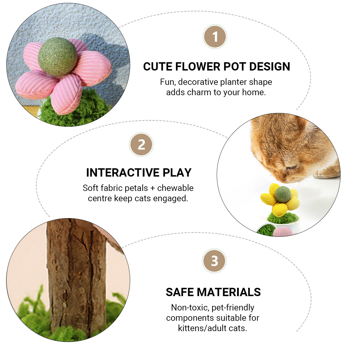 Catnip Flower Pot Toy for Cats Interactive Chew & Play Toy