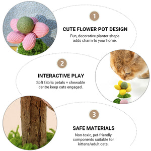 Catnip Flower Pot Toy for Cats Interactive Chew & Play Toy