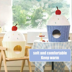 Cake Shape Cat Bed Soft Warm Pet House Durable for Indoor Cats Kittens Use