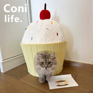 Cake Shape Cat Bed Soft Warm Pet House Durable for Indoor Cats Kittens Use