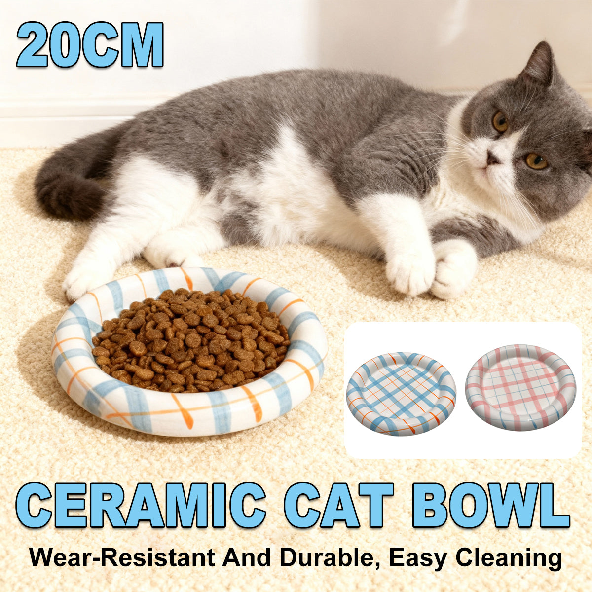Whisker-Friendly Ceramic Cat Bowl