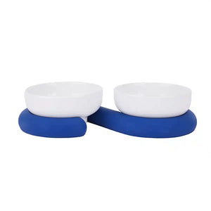 Ceramic Cat Bowl Set with Silicone Non-Slip Base