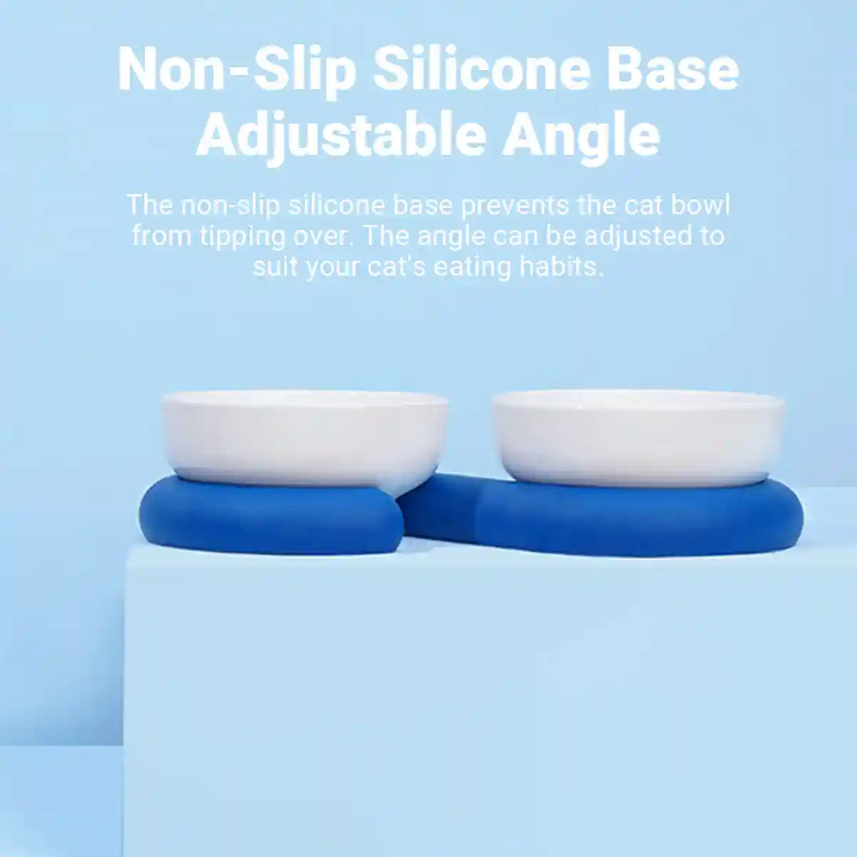 Ceramic Cat Bowl Set with Silicone Non-Slip Base