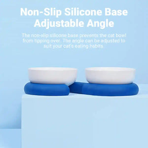 Ceramic Cat Bowl Set with Silicone Non-Slip Base