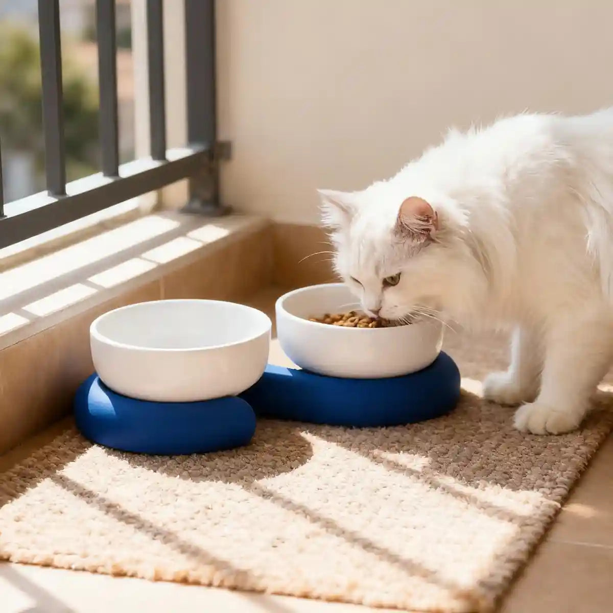 Ceramic Cat Bowl Set with Silicone Non-Slip Base