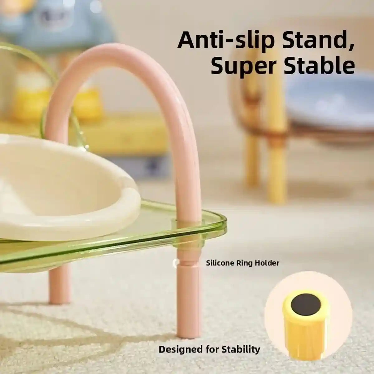 Adjustable Raised Ceramic Pet Double Bowl for Cats and Small Dogs