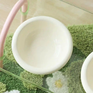 Adjustable Raised Ceramic Pet Double Bowl for Cats and Small Dogs