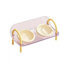 Adjustable Raised Ceramic Pet Double Bowl for Cats and Small Dogs