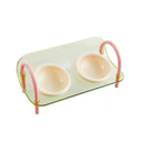 Adjustable Raised Ceramic Pet Double Bowl for Cats and Small Dogs