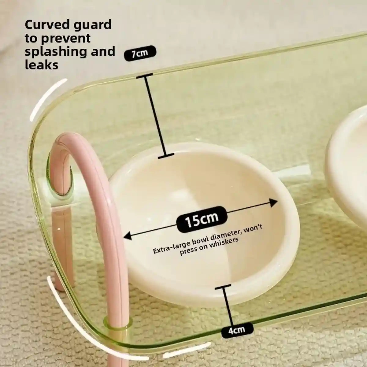 Adjustable Raised Ceramic Pet Double Bowl for Cats and Small Dogs