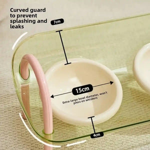 Adjustable Raised Ceramic Pet Double Bowl for Cats and Small Dogs