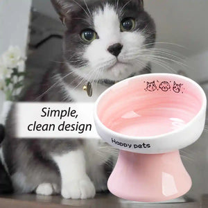 Ceramic Raised Cat Bowl with 15° Tilted Design