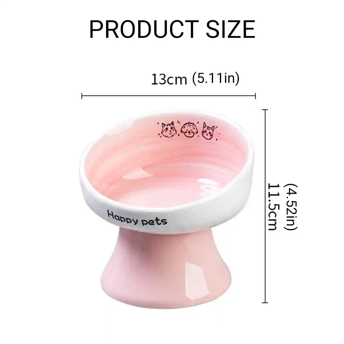 Ceramic Raised Cat Bowl with 15° Tilted Design