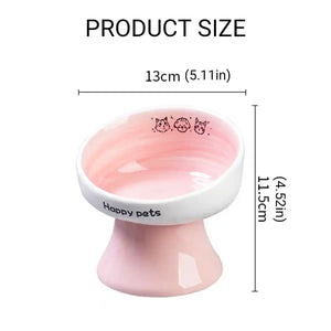 Ceramic Raised Cat Bowl with 15° Tilted Design