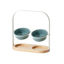 Ceramic Cat Bowl Elevated Adjustable Tilted Pet Feeder