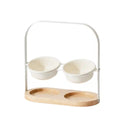 Ceramic Cat Bowl Elevated Adjustable Tilted Pet Feeder