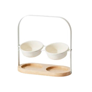 Ceramic Cat Bowl Elevated Adjustable Tilted Pet Feeder