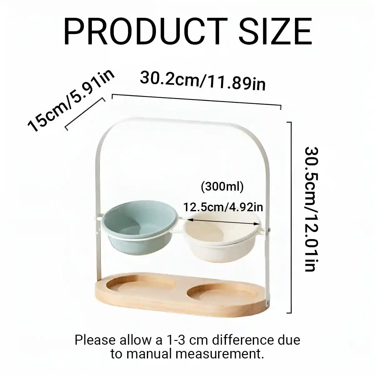 Ceramic Cat Bowl Elevated Adjustable Tilted Pet Feeder