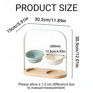Ceramic Cat Bowl Elevated Adjustable Tilted Pet Feeder