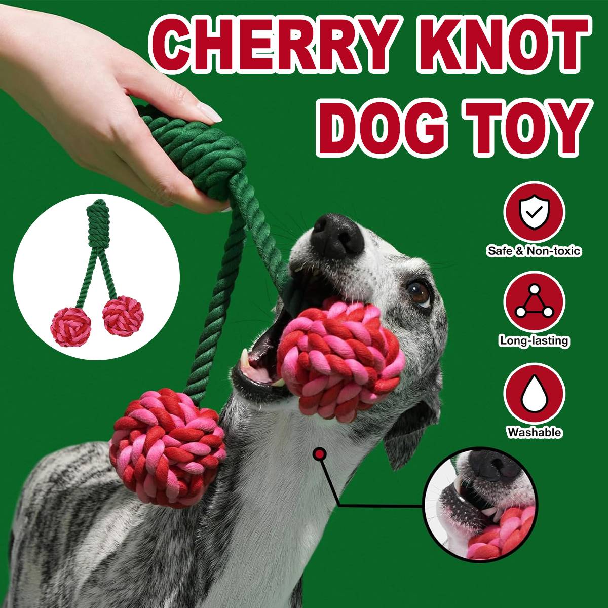 Cherry Knot Dog Toy Rope Tug Ball