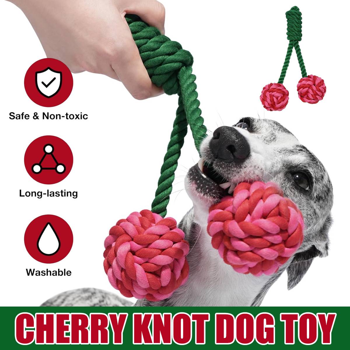 Cherry Knot Dog Toy Rope Tug Ball