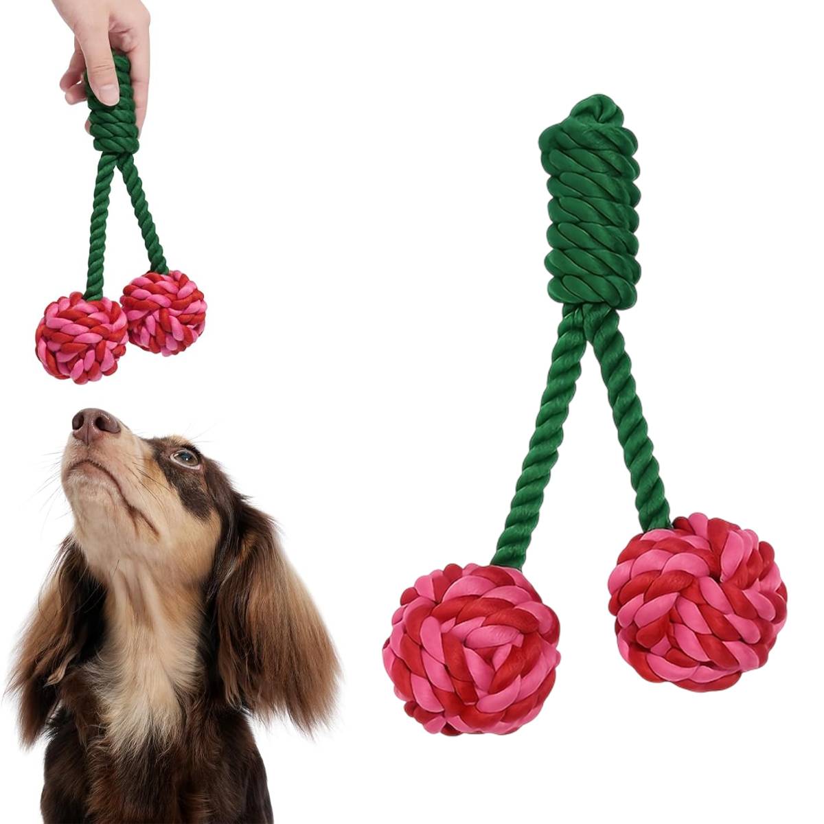 Cherry Knot Dog Toy Rope Tug Ball