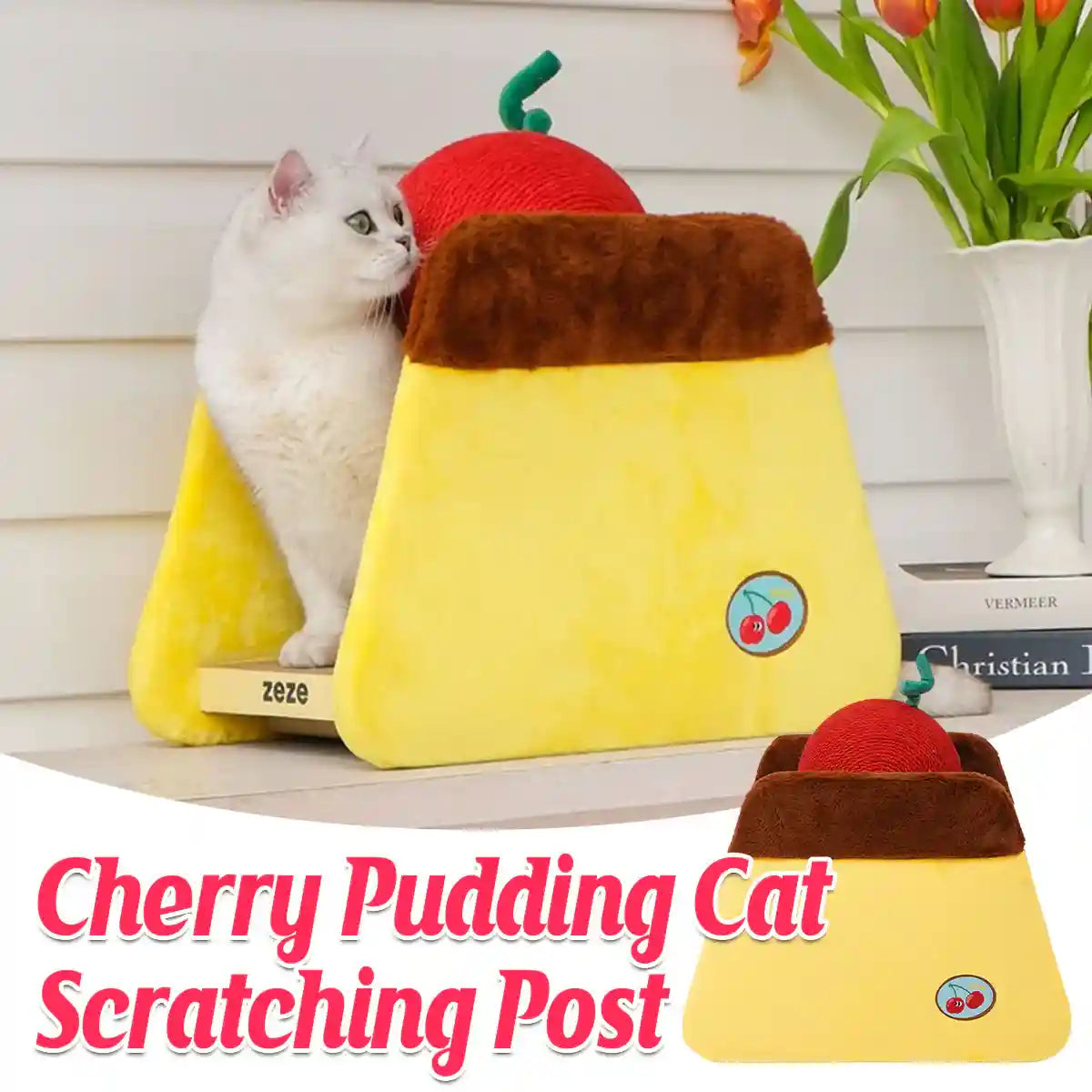 Cat Scratching Post Cherry Pudding Design With Replaceable Board
