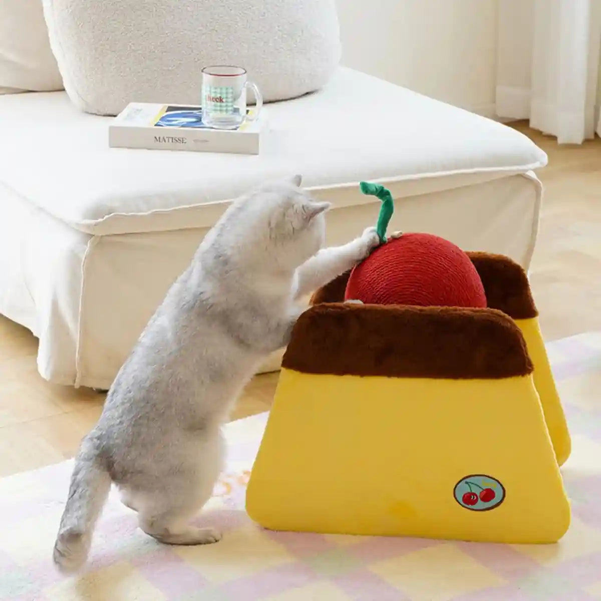 Cat Scratching Post Cherry Pudding Design With Replaceable Board