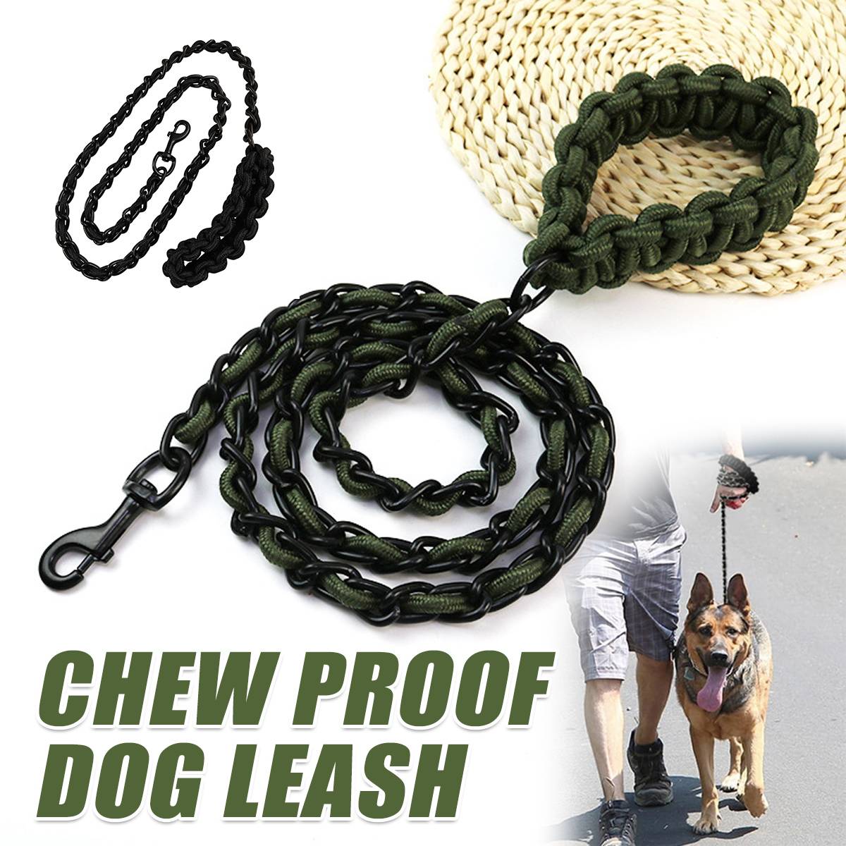 Chew Proof Dog Leash Heavy Duty Metal Chain Leash