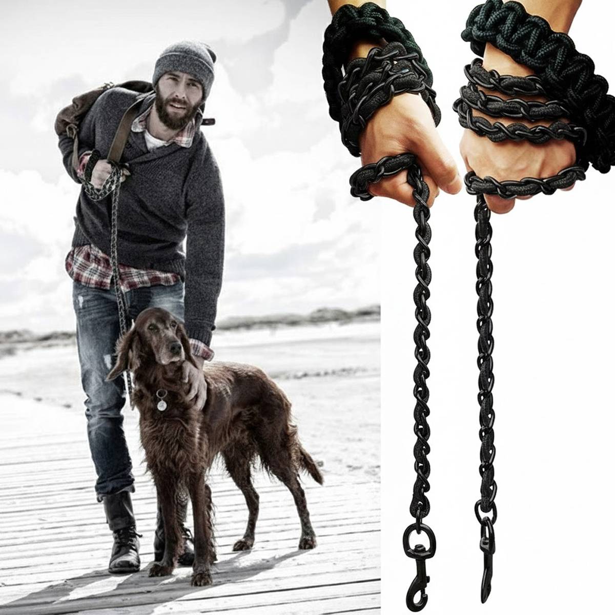 Chew Proof Dog Leash Heavy Duty Metal Chain Leash