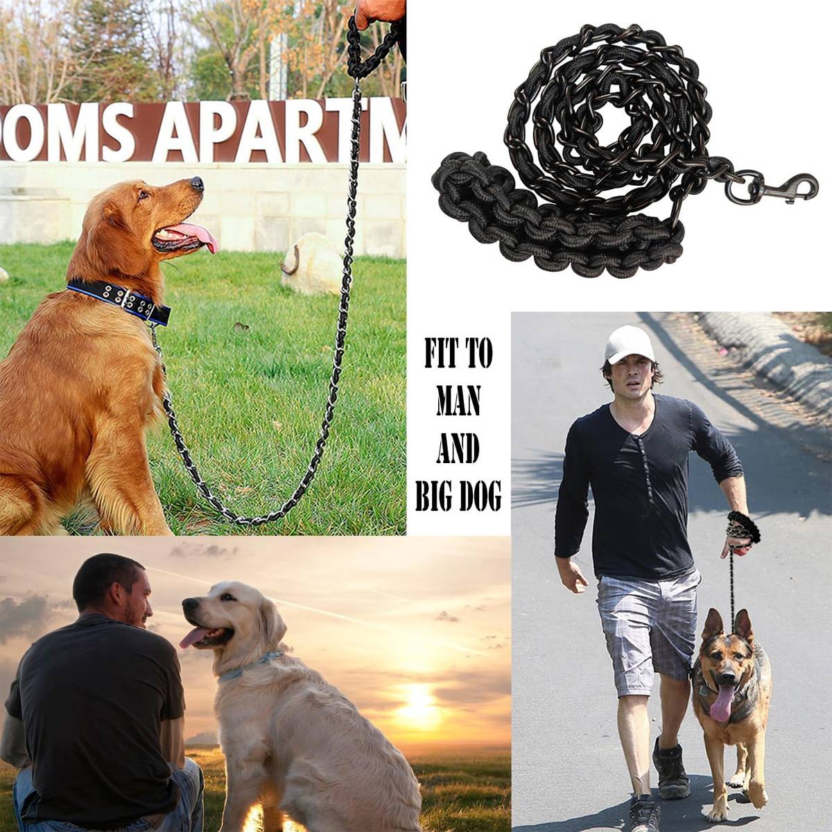 Chew Proof Dog Leash Heavy Duty Metal Chain Leash