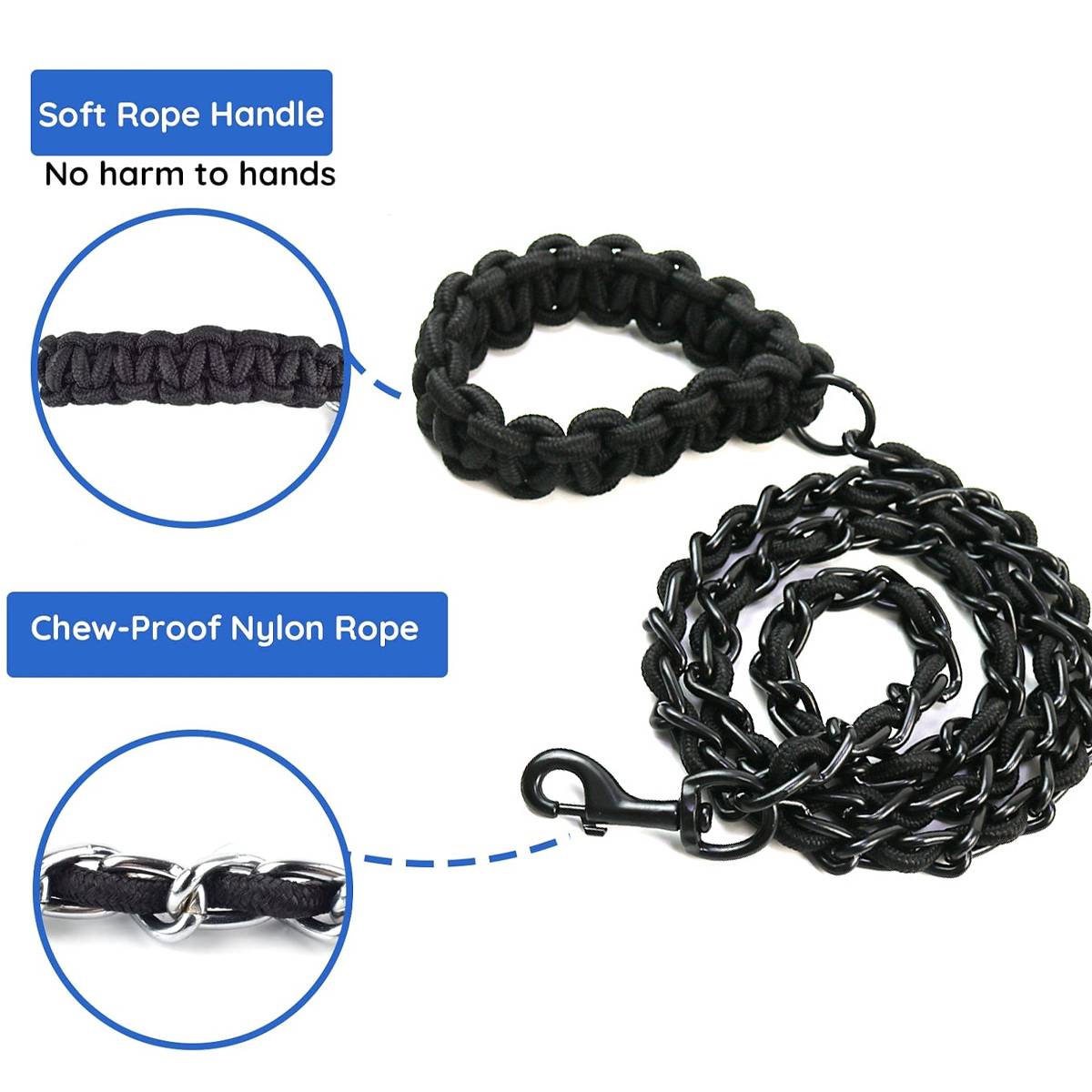 Chew Proof Dog Leash Heavy Duty Metal Chain Leash