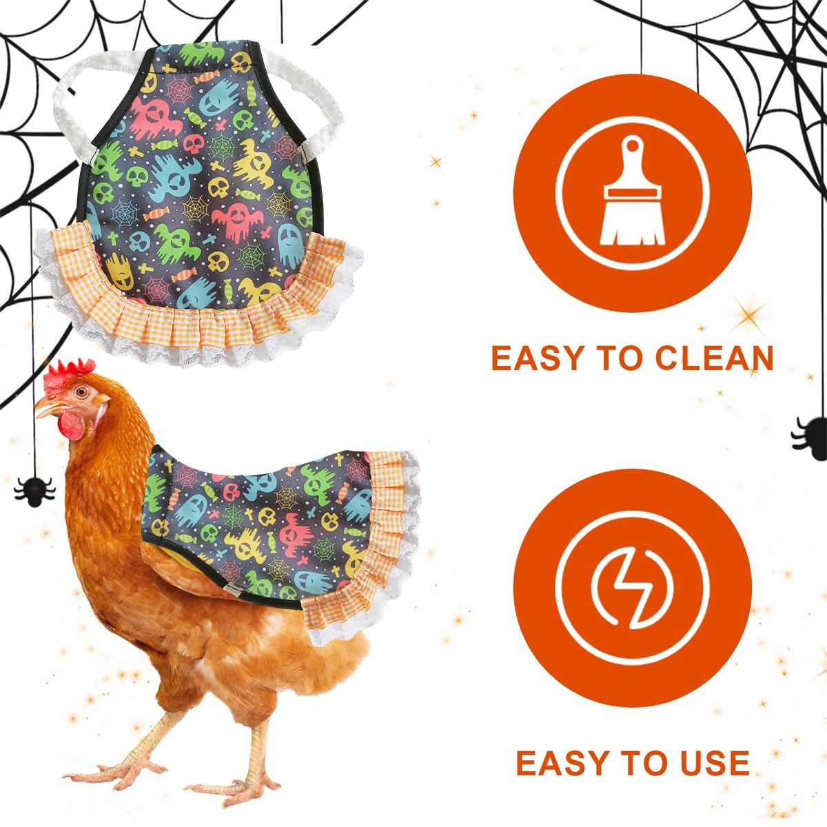 Halloween Chicken Saddle Apron with Festive Prints for Hens