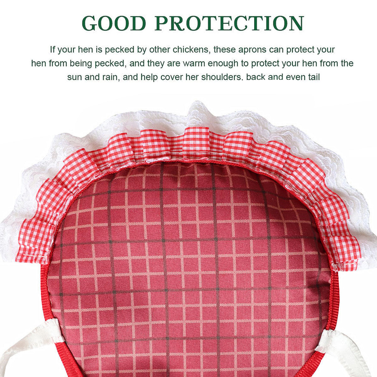 5 Pack Adjustable Chicken Saddle Aprons with Lace Trim