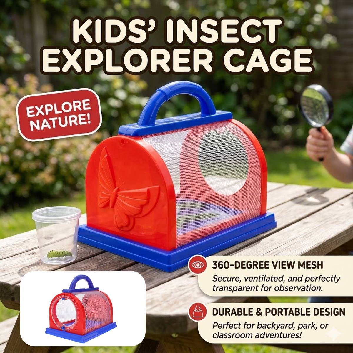 Kids' Insect Observation Cage - Transparent Bug Catcher Toy for Children