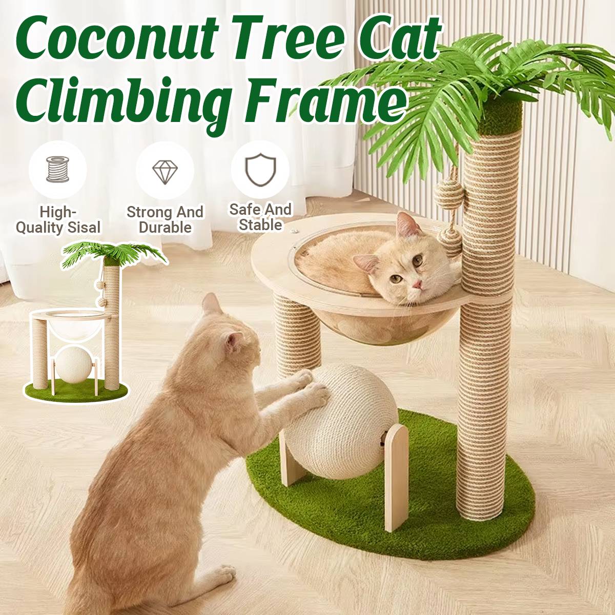 Coconut Tree Cat Climbing Frame With Capsule Bed