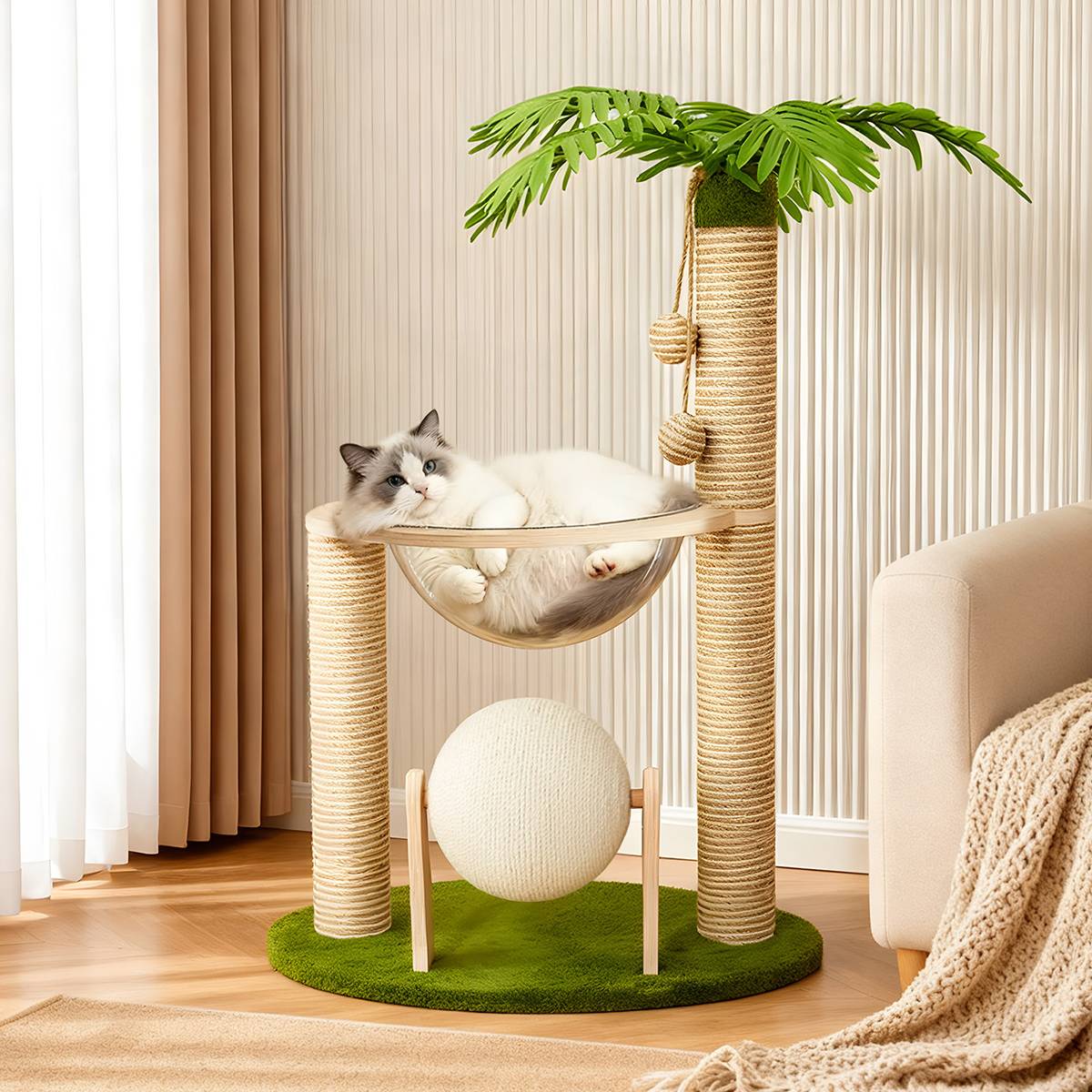 Coconut Tree Cat Climbing Frame With Capsule Bed