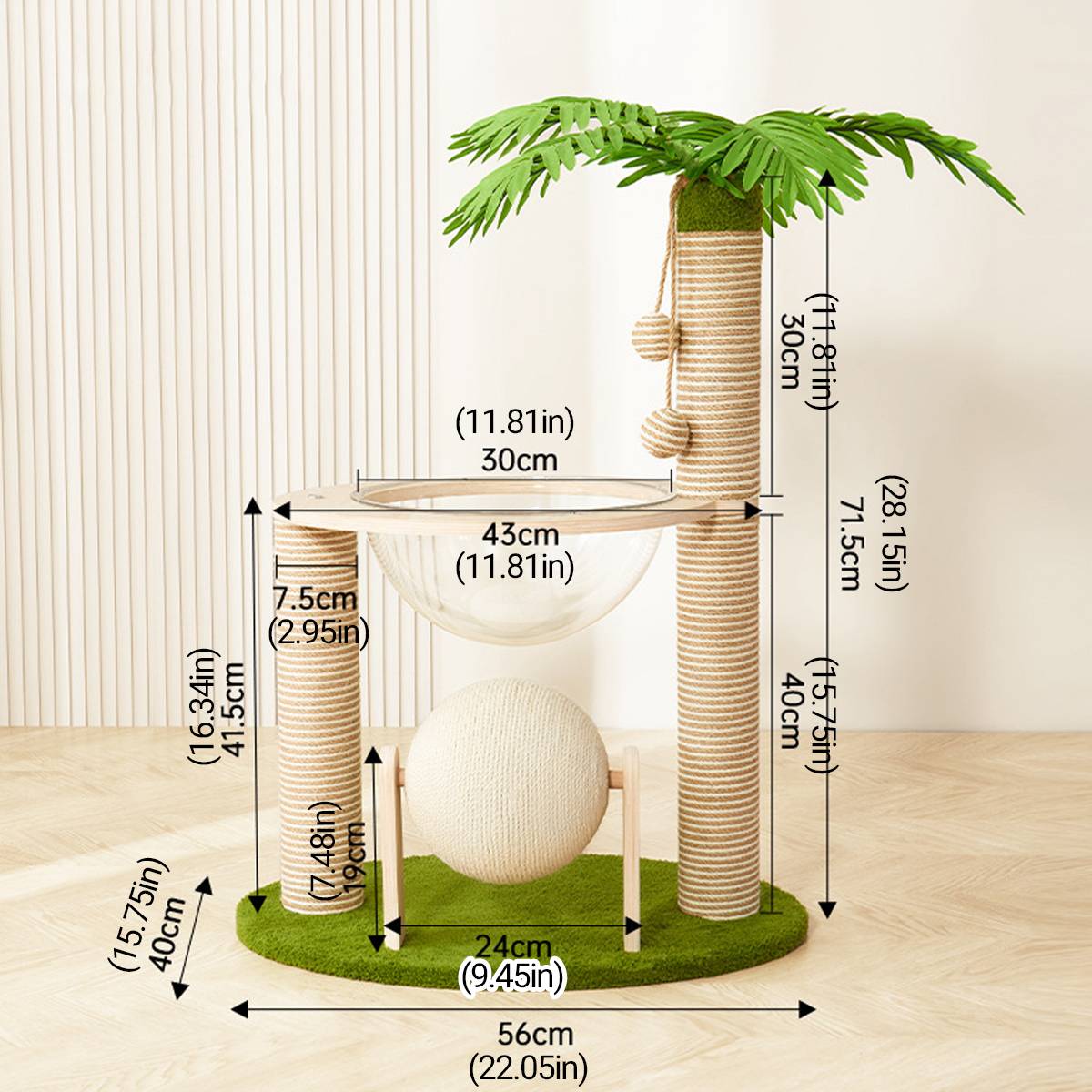Coconut Tree Cat Climbing Frame With Capsule Bed