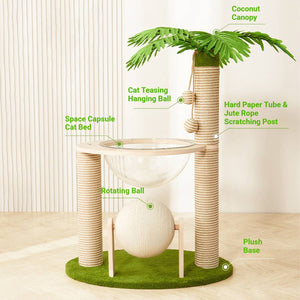 Coconut Tree Cat Climbing Frame With Capsule Bed