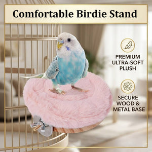 Plush Bird Perch Stand with Clamp | Comfortable Platform for Parrots